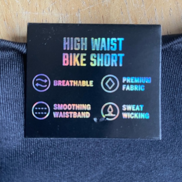 Pink high waisted bike shorts. - Picture 3 of 8